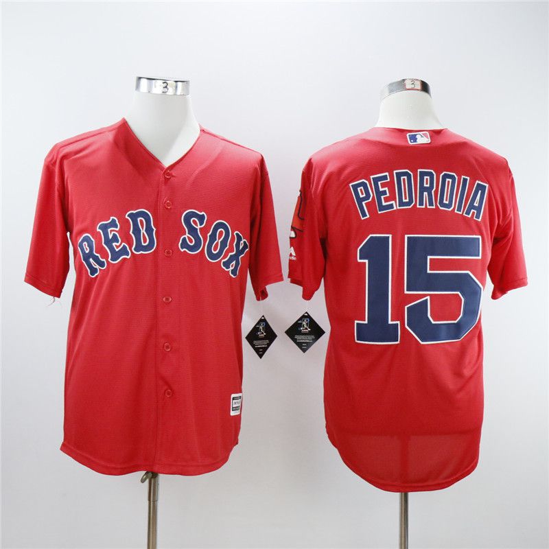 Men Boston Red Sox 15 Pedroia Red Game MLB Jerseys